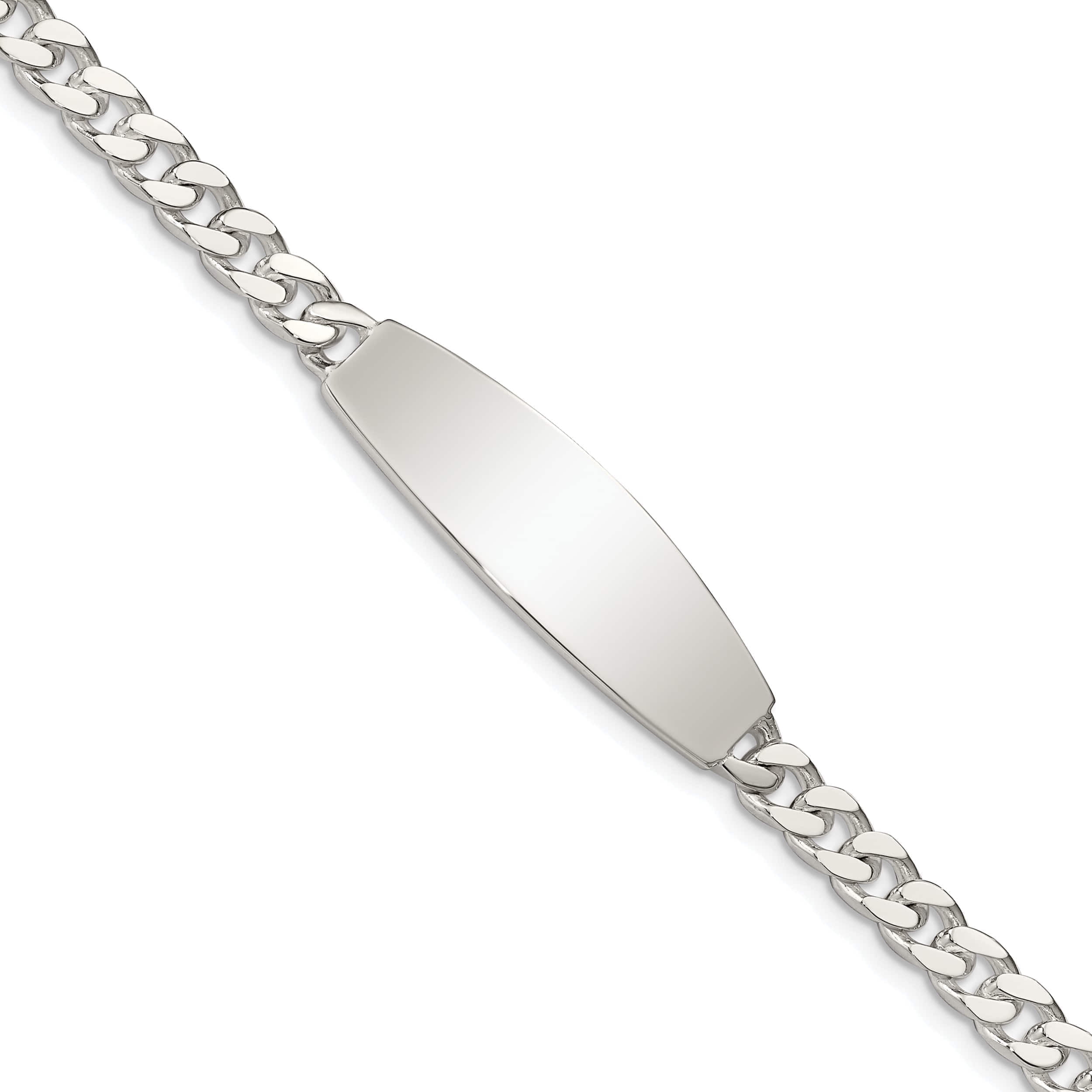 〜60‘s Euro id bracelet Sterling Silver Curb Link Id Bracelet (8.5 X 6) Made In