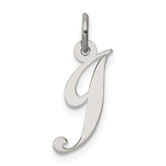 925 Sterling Silver Initial J Pendant Charm, Cursive Script Monogram