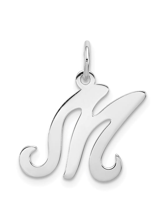 Sterling Silver Cursive Initial M Pendant Necklace for Women and Unisex Wear, Polished Alphabet Charm, Personalized Monogram Letter Jewelry