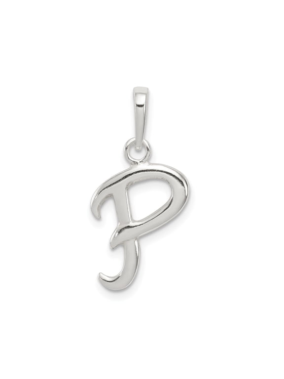 Sterling Silver Cursive Initial P Pendant Necklace for Women and Unisex, Polished Monogram Charm, Dainty Alphabet Jewelry, Modern Identity Letter Accessory