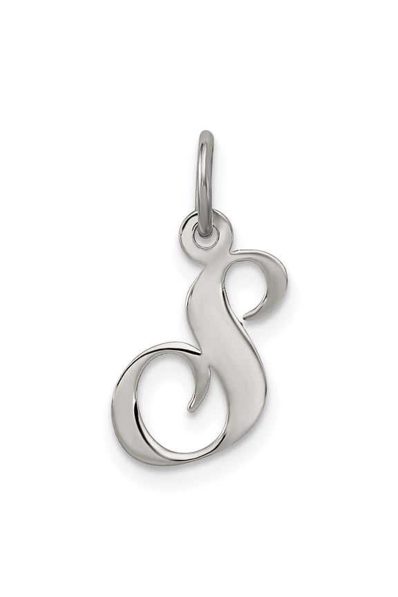 Sterling Silver Initial S Pendant Charm, Cursive Letter Monogram for Women