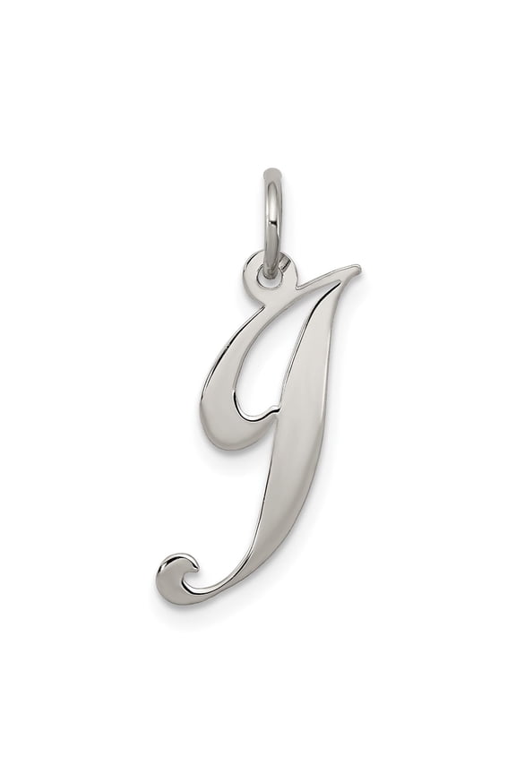 Sterling Silver Cursive Letter J Pendant Necklace for Women or Unisex, Polished Initial Charm, Script Monogram Jewelry, Personalized Alphabet Accessory