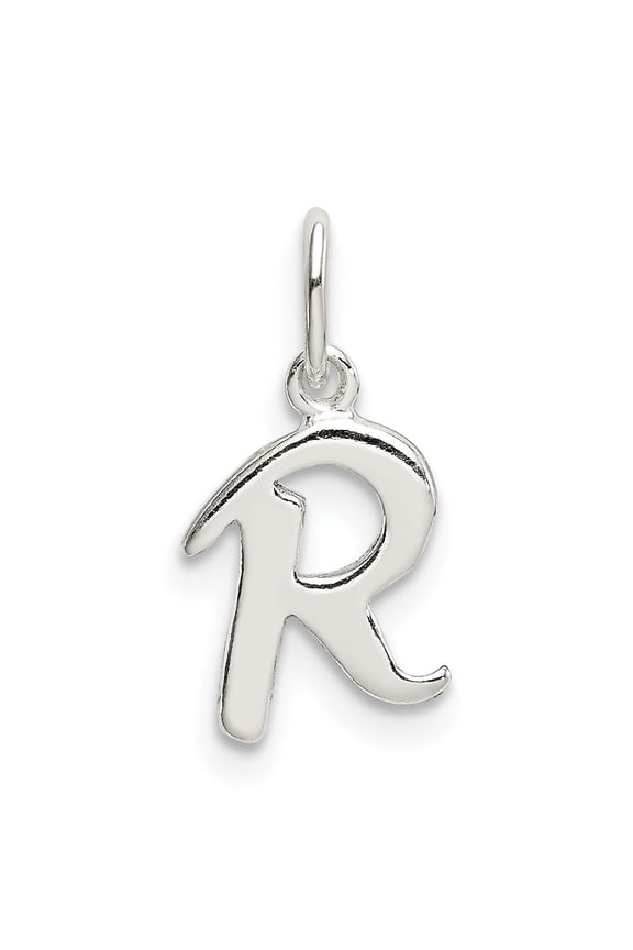 Sterling Silver Cursive Letter R Pendant Necklace Charm for Women or Unisex, Polished Initial Monogram Jewelry for Bracelets, Personalized Alphabet Identity Accessory