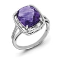 thumbnail image 1 of Sterling Silver Rhodium-plated Checker-Cut Amethyst Ring QR2956AM, 1 of 2