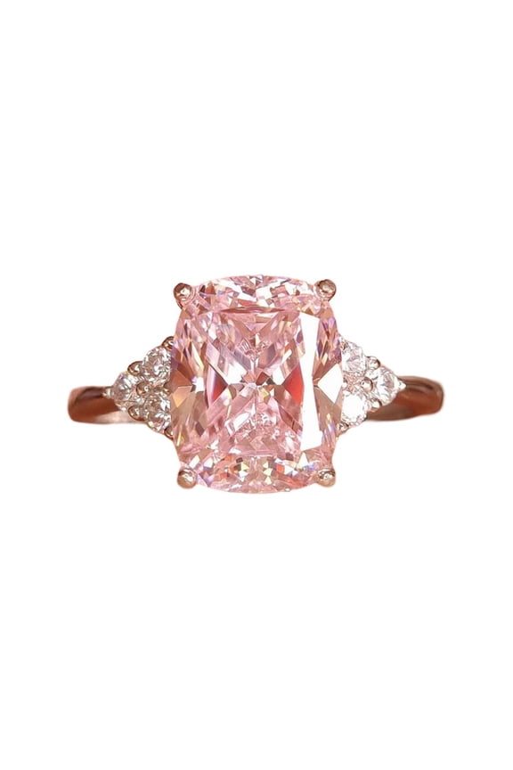 Sterling Silver Cushion Cut Pink Sapphire Ring For Women
