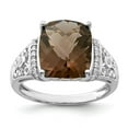 thumbnail image 1 of Sterling Silver Rhodium Diam. & Checker-Cut Smoky Quartz Ring QR3062SQ, 1 of 5