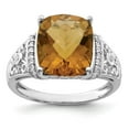 thumbnail image 1 of Sterling Silver Rhodium Diam. & Checker-Cut Whiskey Quartz Ring QR3062WQ, 1 of 5