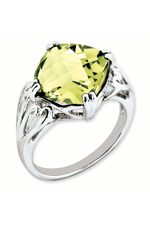 Sterling Silver Cushion Lemon Quartz Ring. Gem Wt- 7.4ct