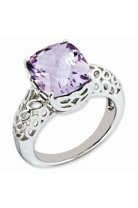Sterling Silver Cushion Pink Quartz Ring. Gem Wt- 5.45ct