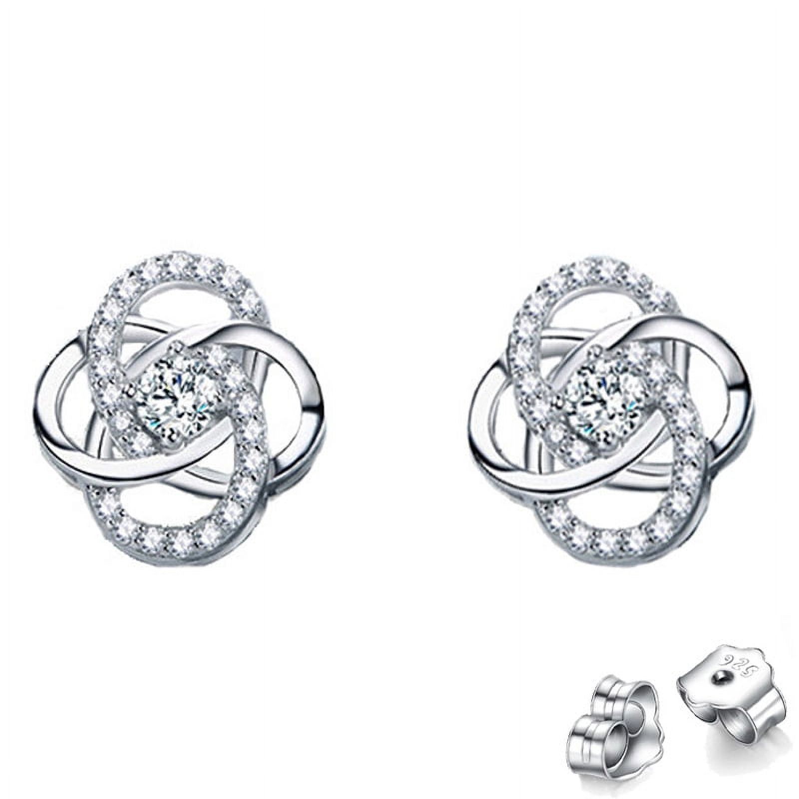 AIDAIL Sterling Silver Cut Cubic Zirconia Stud Earrrings for Women Girls Teenages Earrings