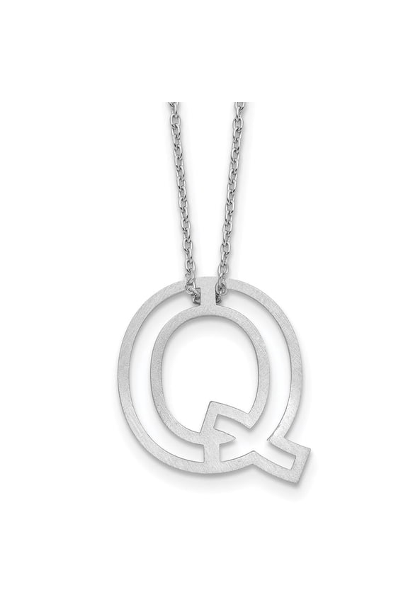Sterling Silver Cut Out Slide Initial Q Necklace