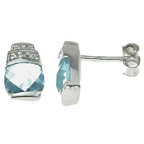 Sterling Silver Cute Earrings For Women Makes Unique Birthday Gift For Girlfriend, Cushion Cut Simulated Topaz Sterling Silver Earrings