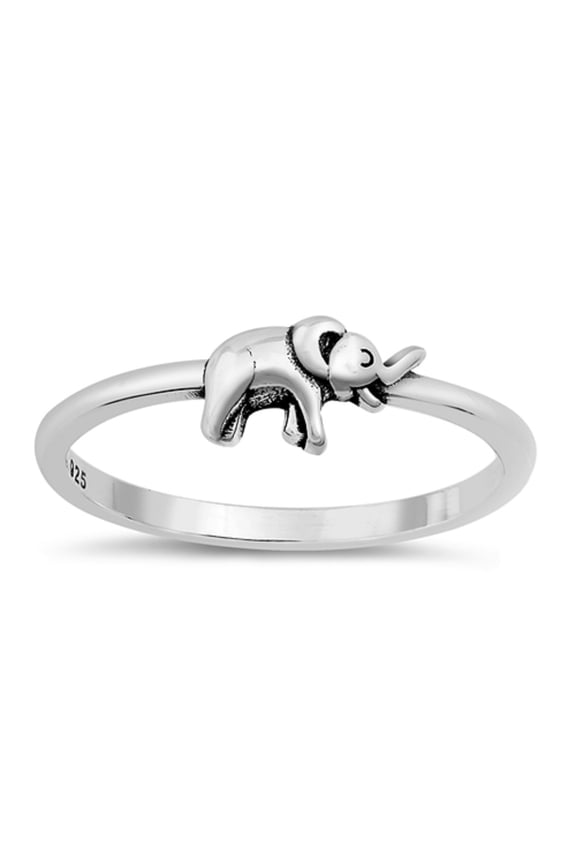 Sterling Silver Cute Elephant Ring Size 7