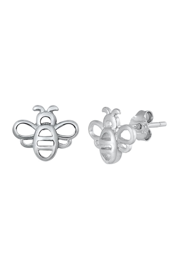 Sterling Silver Cutout Bumblebee Animal Insect Bug Earrings 925 New Jewelry Female Unisex