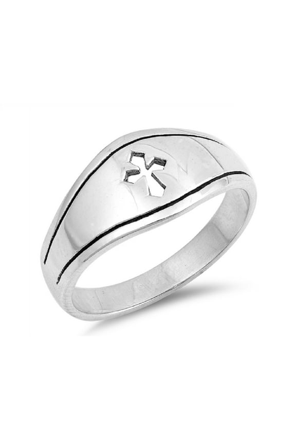 Sterling Silver Cutout Medieval Cross Fashion Ring