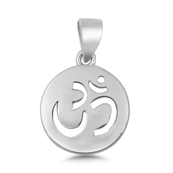 Sterling Silver Cutout Om Symbol Pendant Medallion Open Modern Minimalist Charm Jewelry Female