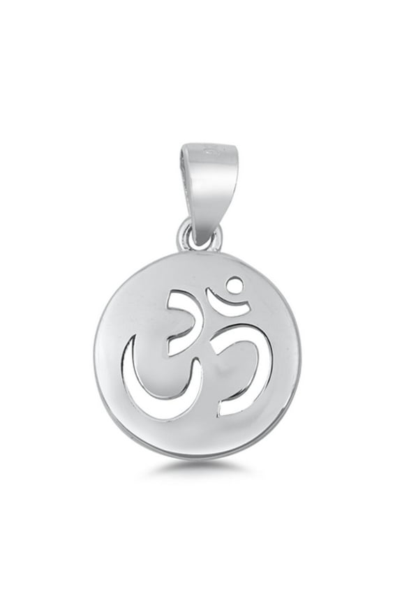 Sterling Silver Cutout Om Symbol Pendant Medallion Open Modern Minimalist Charm Jewelry Female