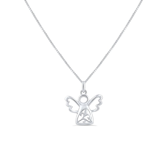 SilverCloseOut Angel Colorless Cz Necklace 925 Sterling, Sterling Silver, 18, Box (Includes 18" Sterling Silver Italian Box Chain)