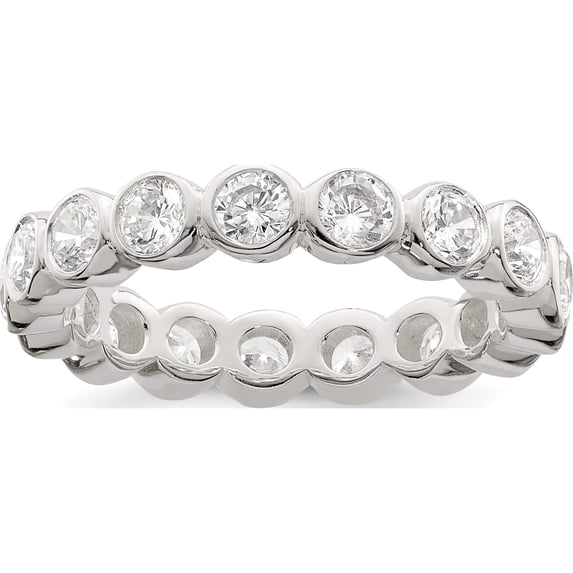 Sterling Silver Cz Band (Size 8) Made In Thailand qr1976-8