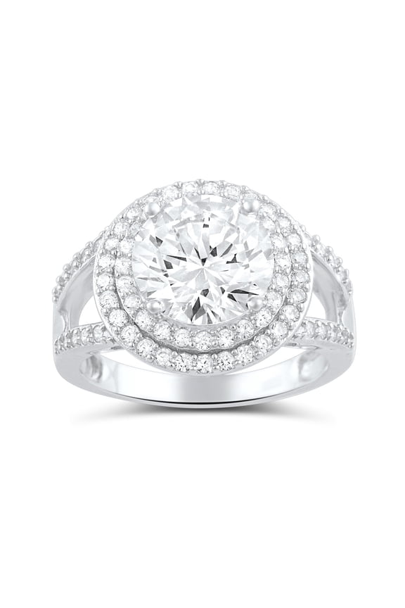 Sterling Silver Cz Big Halo Statement Ring for Women and Teens - Size 8