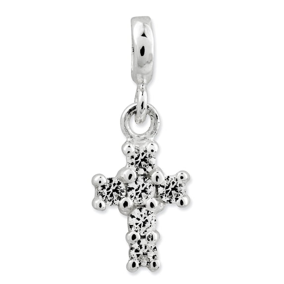 Sterling Silver Cz Cross Enhancer (21 X 8) Made In Thailand qn153