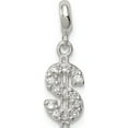 thumbnail image 1 of Sterling Silver Cz Dollar Sign Enhancer (23 X 8) Made In Thailand qn155, 1 of 2