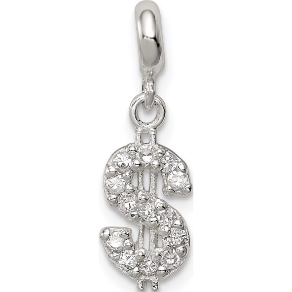 Sterling Silver Cz Dollar Sign Enhancer (23 X 8) Made In Thailand qn155