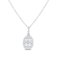 thumbnail image 1 of SilverCloseOut Sterling Silver CZ Filigree Victorian Oval Charm Necklace, 1 of 5