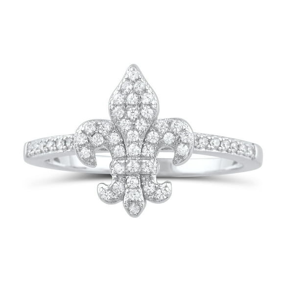 Sterling Silver Cz Fleur De Lis Ring for Women and Teens - Size 4