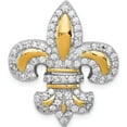thumbnail image 1 of Sterling Silver Cz Fleur De Lis With Flash Gold-Plated Chain Slide Pendant (28 X 25) Made In China qp1952, 1 of 5