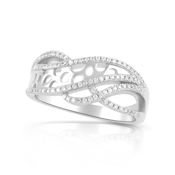 SilverCloseOut Sterling Silver Cz Free Form Art Ring
