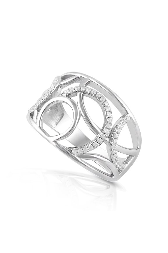 Sterling Silver Cz Free Form Circle Ring