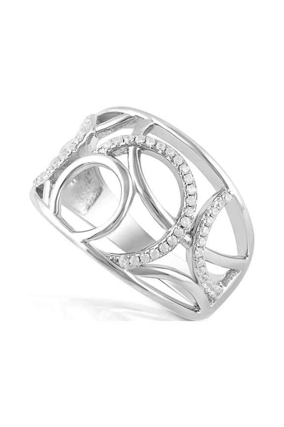 Sterling Silver Cz Free Form Circle Ring for Women and Teens - Size 6
