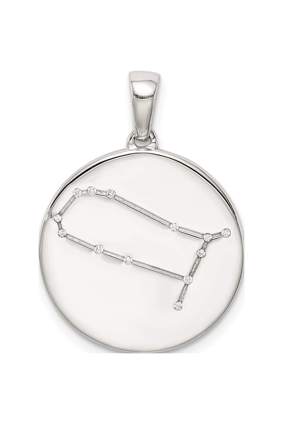 Sterling Silver & Cz Gemini Zodiac Pendant Made In India qc9732