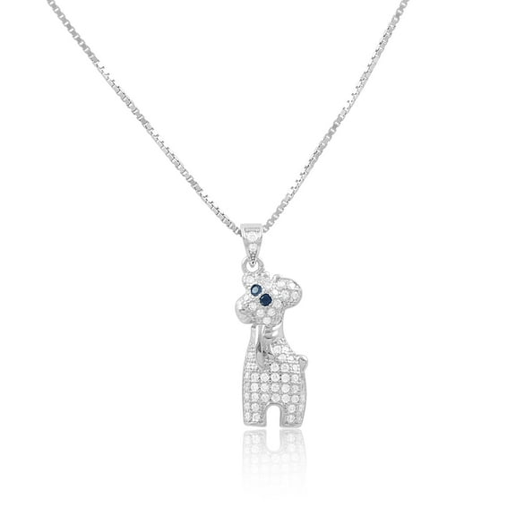 SilverCloseOut Sterling Silver Cz Giraffe Necklace