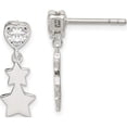 thumbnail image 1 of Sterling Silver Cz Heart And Stars Dangle Post Earrings (18.5 X 7) Made In Thailand qe14895, 1 of 5
