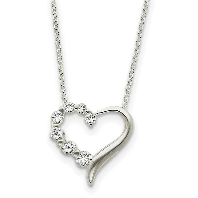 Sterling Silver Heart Journey Necklace 18 In