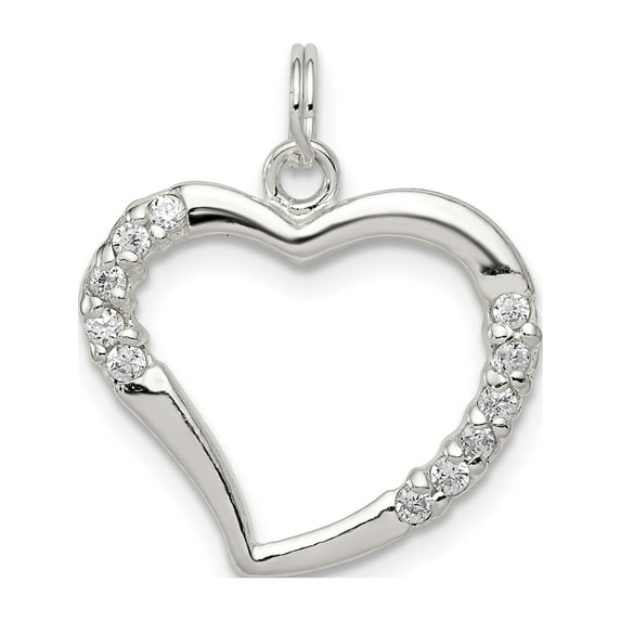Sterling Silver Cz & Heart Pendant (17 X 17) Made In India qp2772
