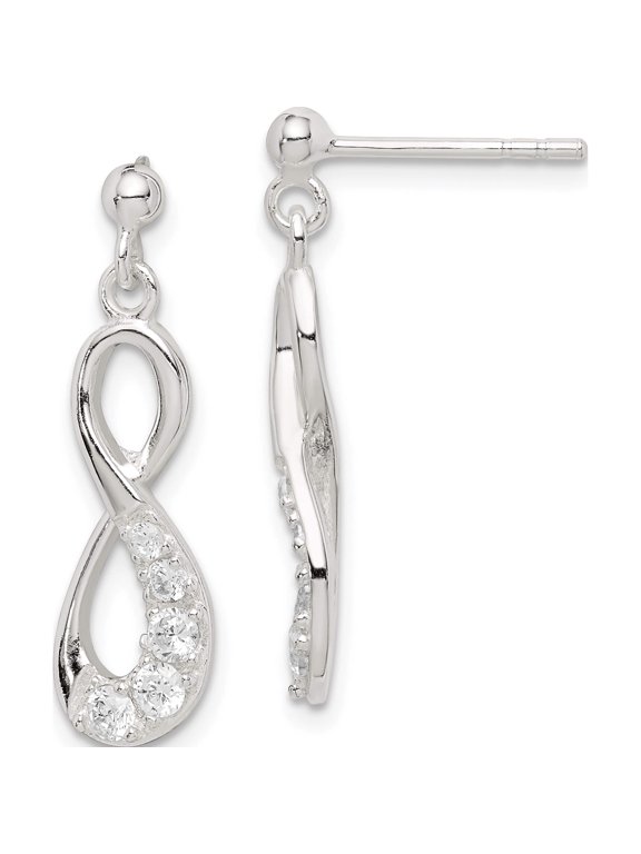 Sterling Silver CZ Infinity Loop Dangle Earrings
