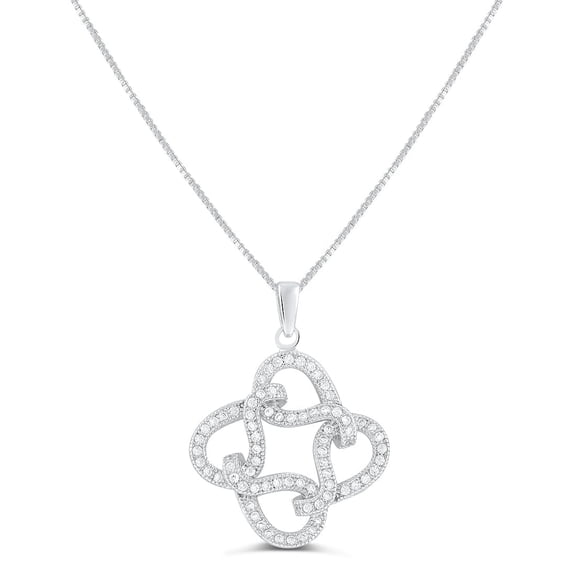 SilverCloseOut Sterling Silver CZ Infinity Love Knot Charm Necklace