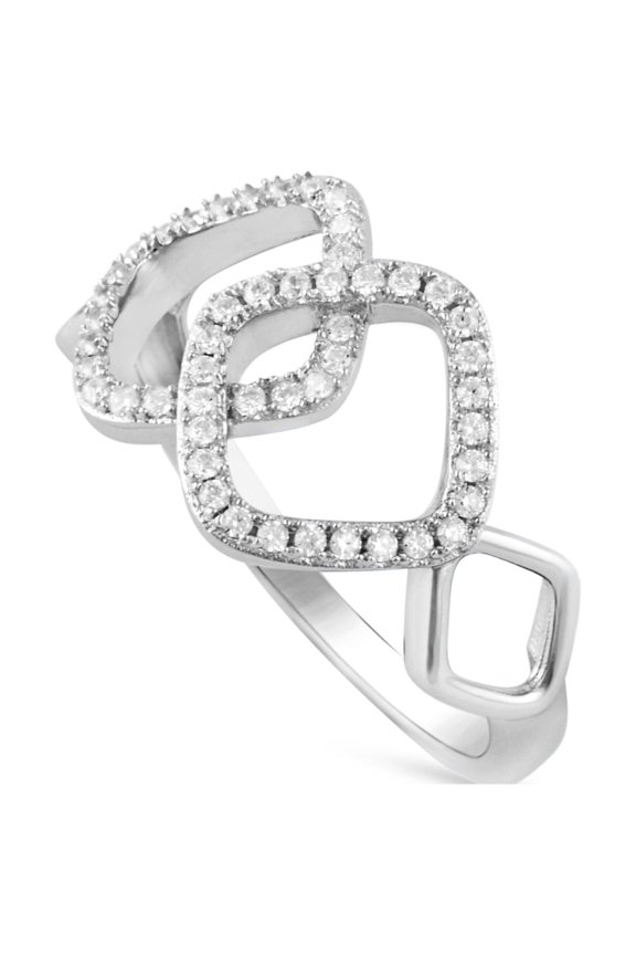 Sterling Silver Cz Interlocking Sqaure Ring for Women and Teens - Size 4
