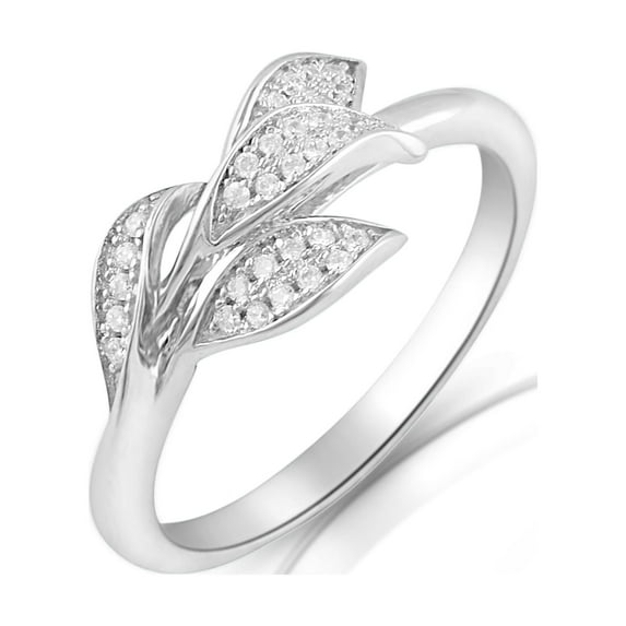 Sterling Silver Cz Ivy Leaf Ring for Women and Teens - Size 7
