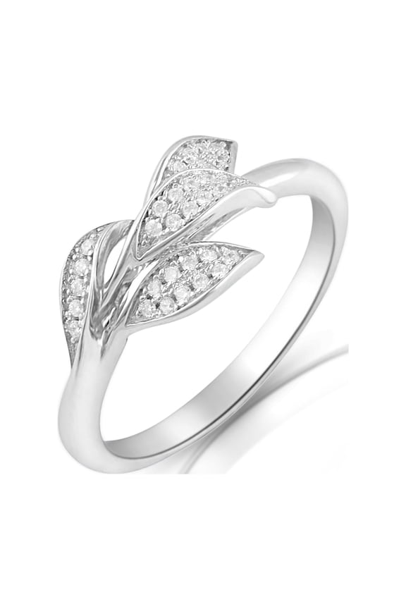 Sterling Silver Cz Ivy Leaf Ring for Women and Teens - Size 7