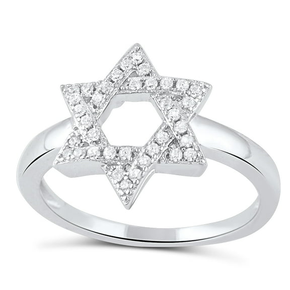 Sterling Silver Cz Jewish Star Ring for Women and Teens - Size 6
