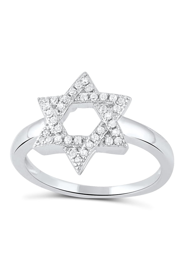 Sterling Silver Cz Jewish Star Ring for Women and Teens - Size 6