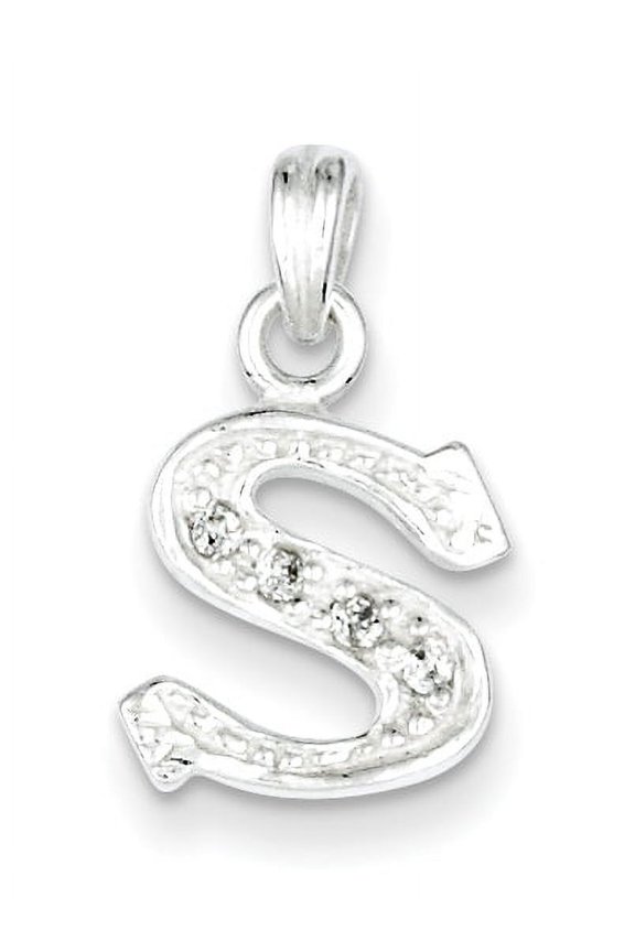 Sterling Silver Cz Letter S Initial Pendant Made In India qc6717s