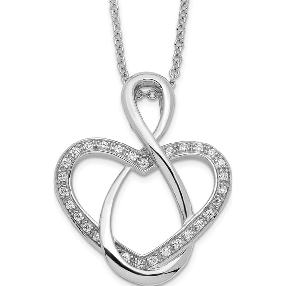 Sterling Silver & Cz Lifetime Friend 18In Necklace Made In China qsx235