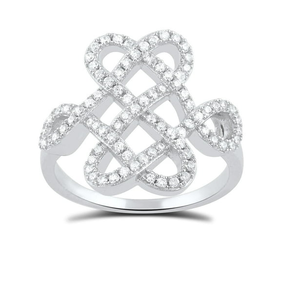 SilverCloseOut Sterling Silver Love Knot Ring for Women and Teens - Size 4