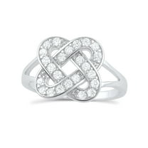 Sterling Silver Cz Lovers Knot Ring for Women and Teens - Size 4