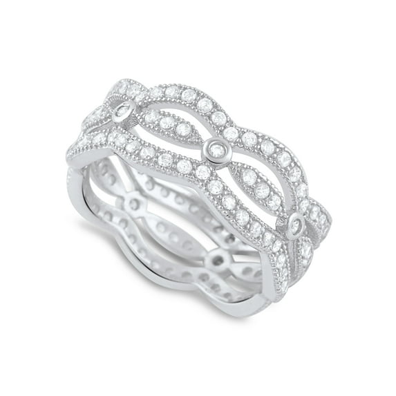 Sterling Silver Cz Multi-Row Eternity Ring for Women and Teens - Size 6